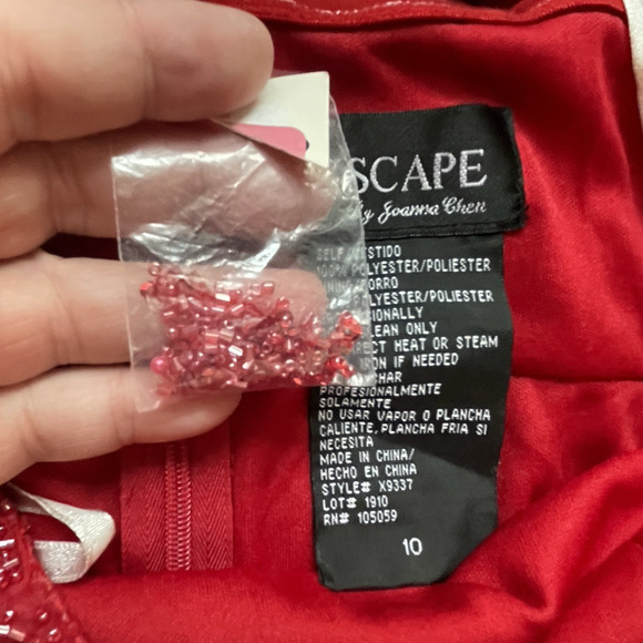 Xscape Dress Women 10 Red Beaded Empire Waist Fairycore‎ Prom Grecian Gown Flowy - Picture 10 of 10
